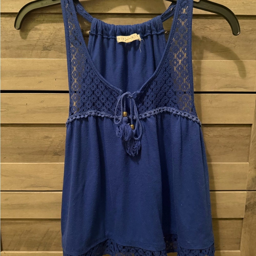 Hint of Mint Royal Blue Crochet Tank Top